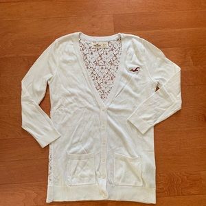 white lace hollister cardigan size small